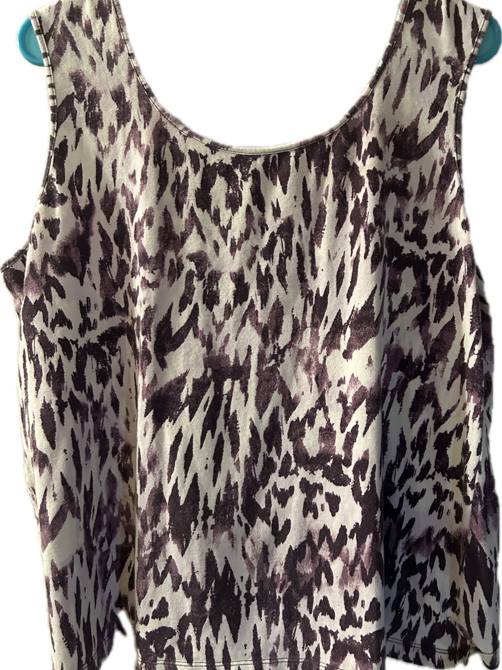 Chico's Purple & White Printed Sleeveless Scoop Tank